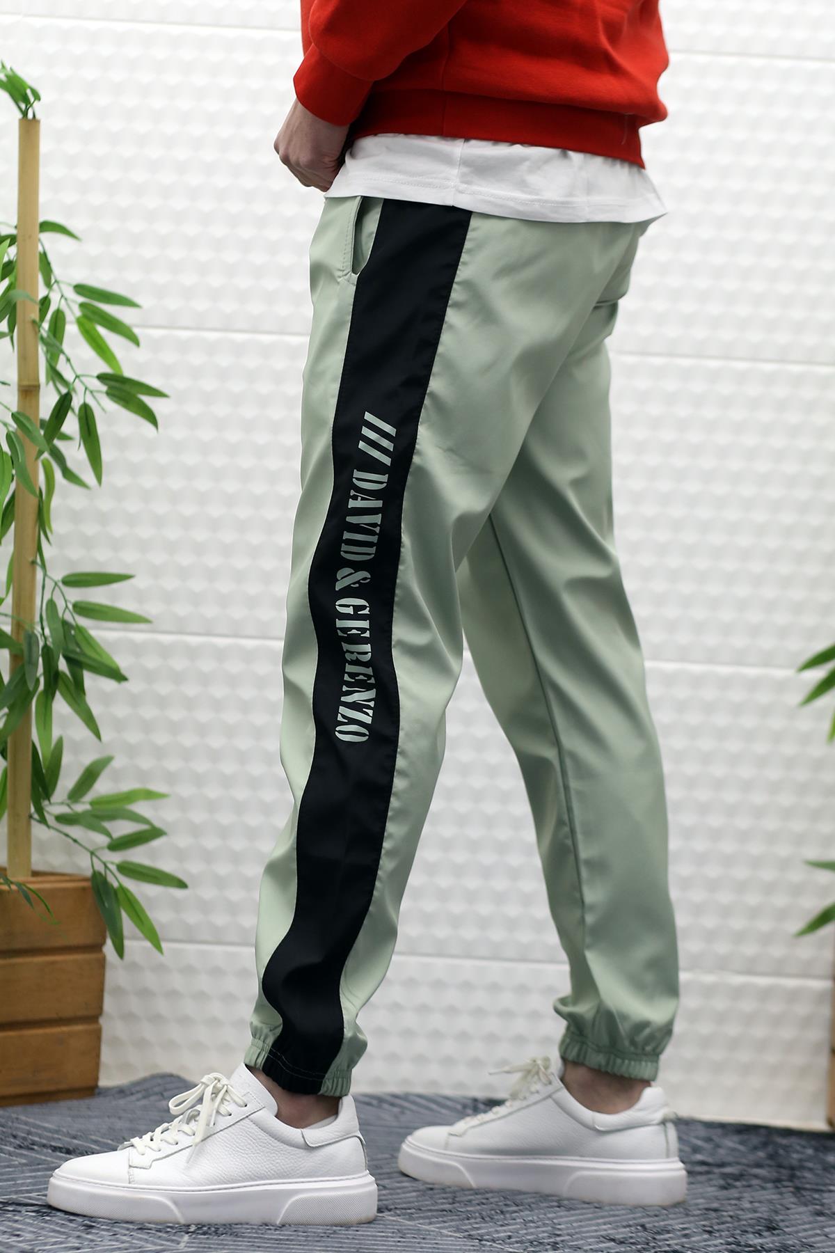 Erkek Jagger Pantolon Paraşüt Kumaş Su Tutmaz  Rüzgar Geçirmez Yan Garnili - Su Yeşili