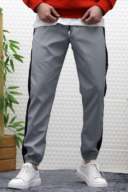 Erkek Jagger Pantolon Paraşüt Kumaş Su Tutmaz  Rüzgar Geçirmez Yan Garnili - Gri