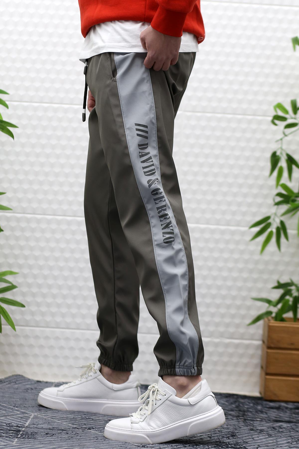 Erkek Jagger Pantolon Paraşüt Kumaş Su Tutmaz  Rüzgar Geçirmez Yan Garnili - Koyu Gri