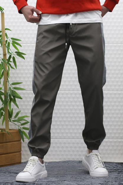 Erkek Jagger Pantolon Paraşüt Kumaş Su Tutmaz  Rüzgar Geçirmez Yan Garnili - Koyu Gri