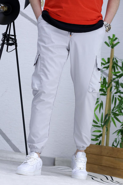 Erkek Jogger Kargo Cepli Paraşüt Pantalon (DAR KESİM) - Gri
