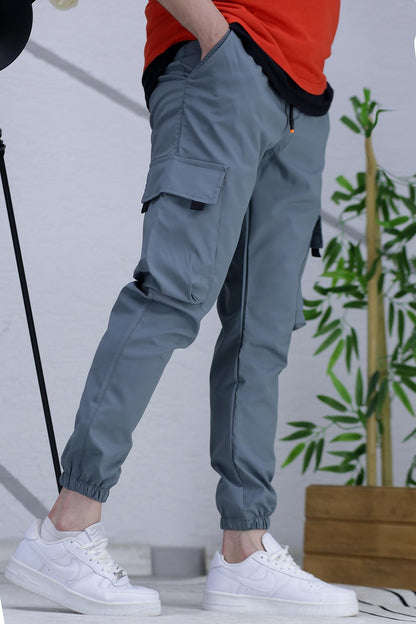 Erkek Jogger Kargo Cepli Paraşüt Pantalon (DAR KESİM) - Antrasit