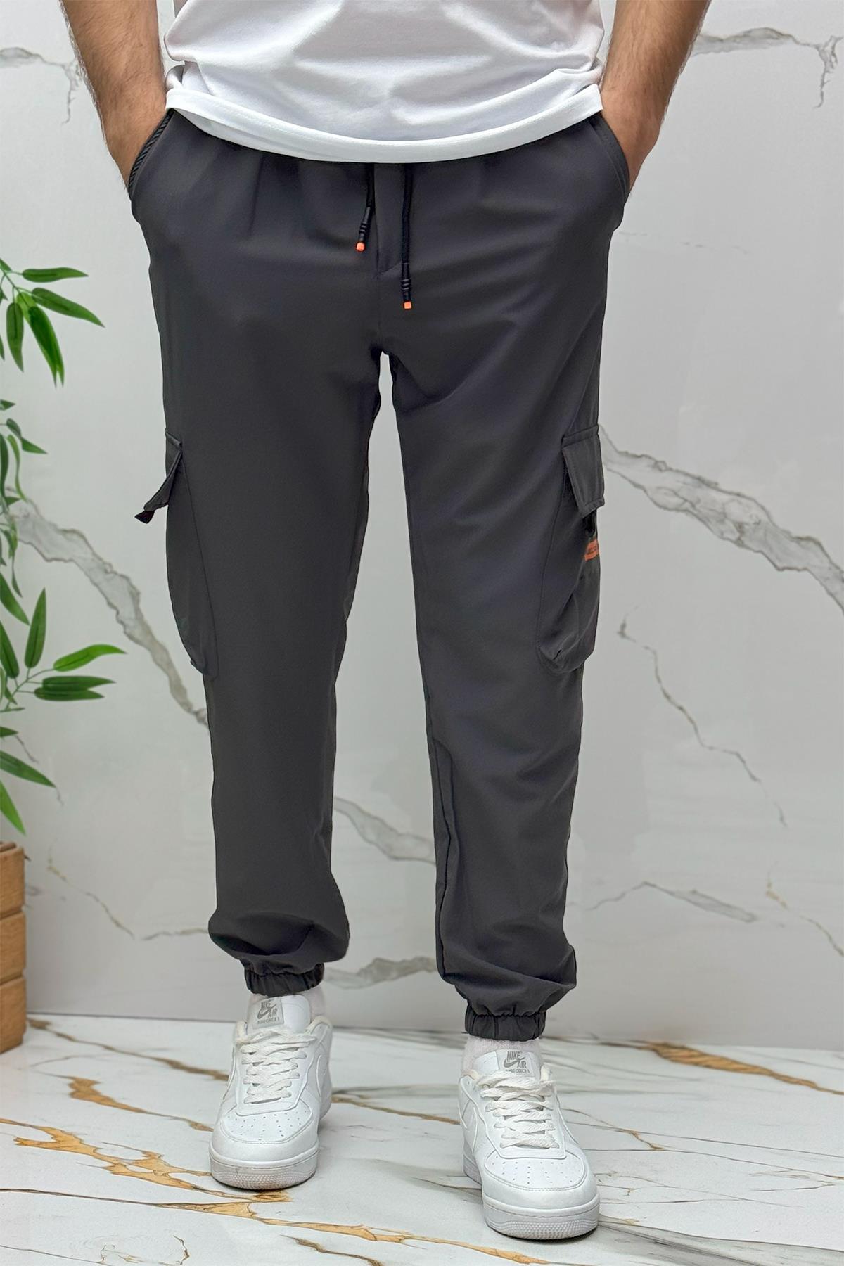 Erkek Jogger Kargo Cepli Paraşüt Pantalon (DAR KESİM) - Antrasit