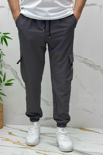 Erkek Jogger Kargo Cepli Paraşüt Pantalon (DAR KESİM) - Antrasit