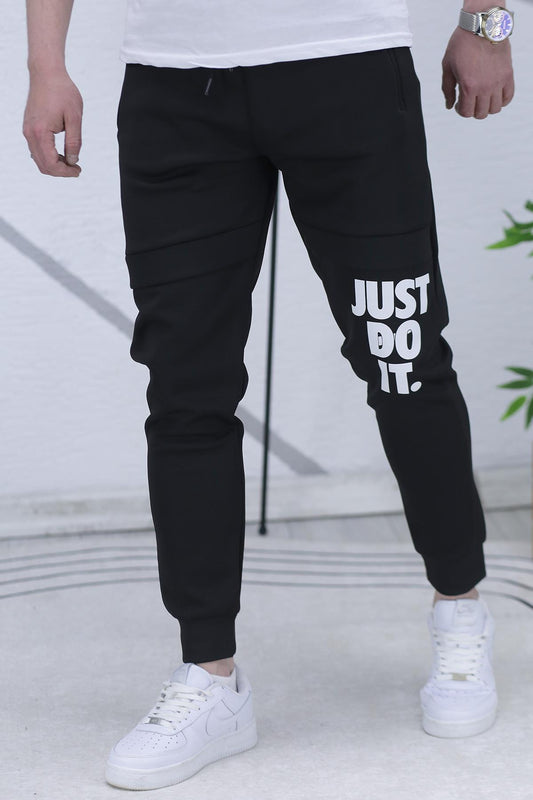 Erkek Just Baskılı Scuba Eşofman - Siyah