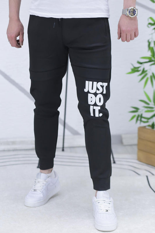 Erkek Just Baskılı Scuba Eşofman - Siyah