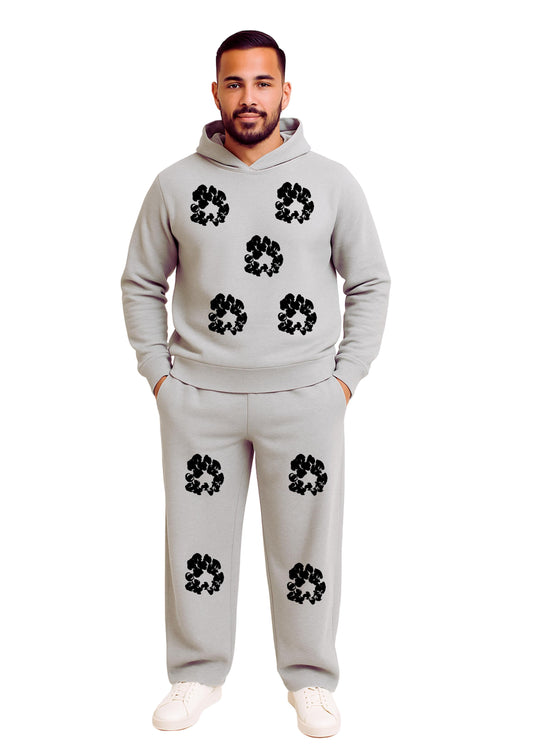 Erkek Kapşonlu 2 İplik Şardonlu Baggy Eşofman Takımı - Sarı