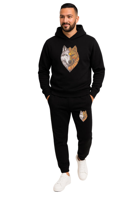 Erkek Kapşonlu 2 İplik Şardonlu  Paça Lastikli Eşofman Takımı - Lacivert