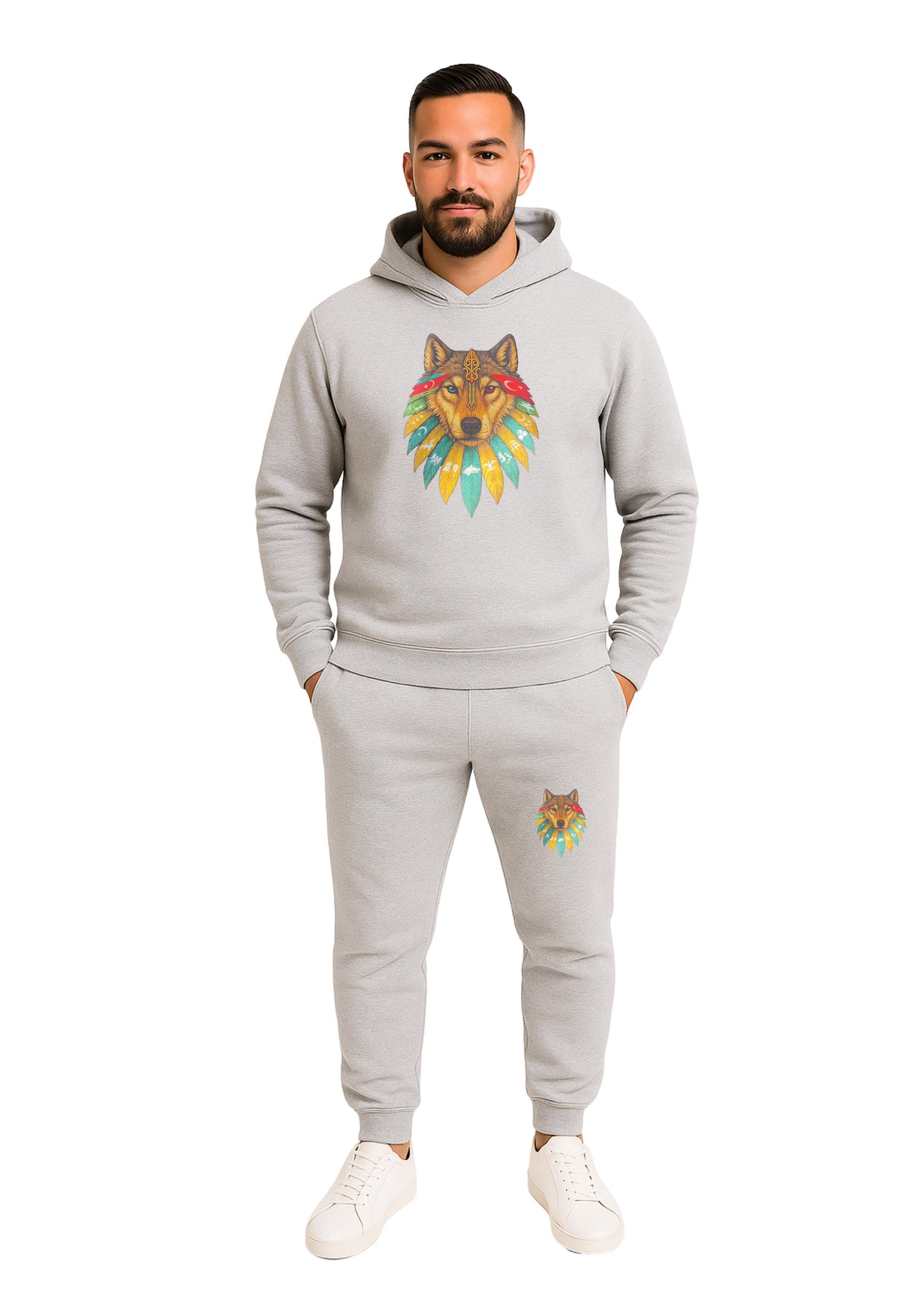 Erkek Kapşonlu 2 İplik Şardonlu  Paça Lastikli Eşofman Takımı - Antrasit