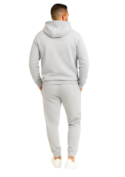 Erkek Kapşonlu 2 İplik Şardonlu  Paça Lastikli Eşofman Takımı - Koyu Gri