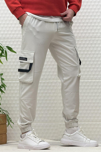 Erkek Kargo Cepli Mevsimlik Jogger Pantolon - Açık Gri
