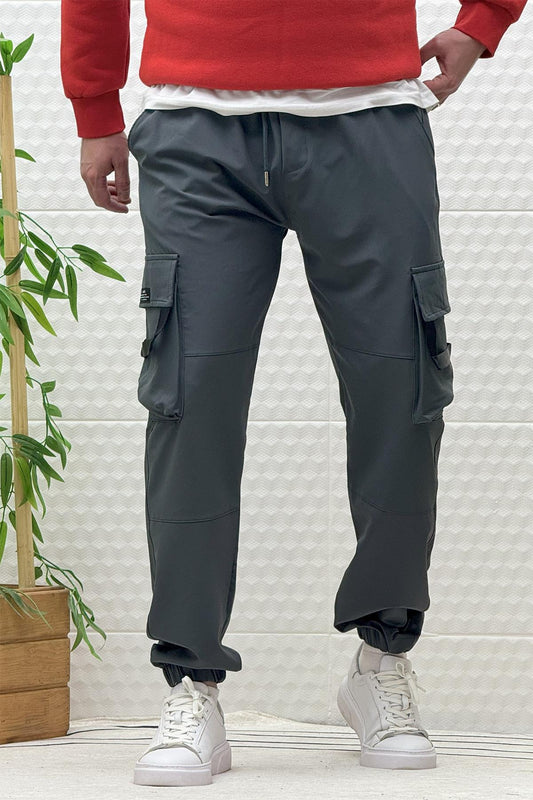 Erkek Kargo Cepli Mevsimlik Jogger Pantolon - Antrasit