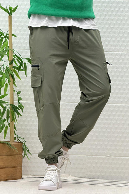 Erkek Kargo Cepli Modelli Paraşüt Jogger Pantolon - Haki Yeşil