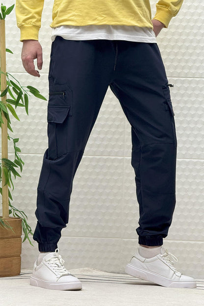 Erkek Kargo Cepli Modelli Paraşüt Jogger Pantolon - Lacivert