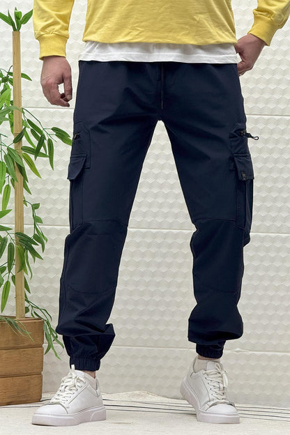 Erkek Kargo Cepli Modelli Paraşüt Jogger Pantolon - Lacivert
