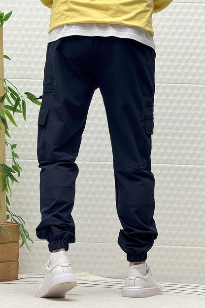 Erkek Kargo Cepli Modelli Paraşüt Jogger Pantolon - Lacivert