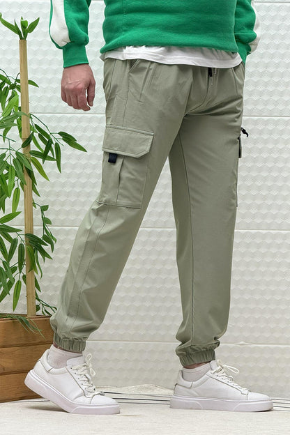 Erkek Kargo Cepli Rahat Kullanım Paraşüt Jogger Pantolon - Yeşil