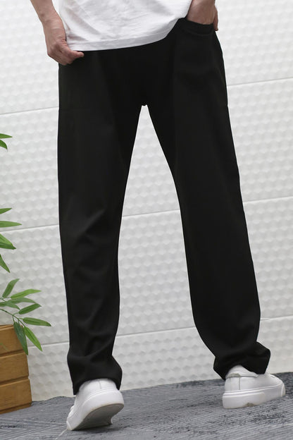 Erkek Yazlık Kumaş Baggy Beli Lastikli Pantolon - Siyah