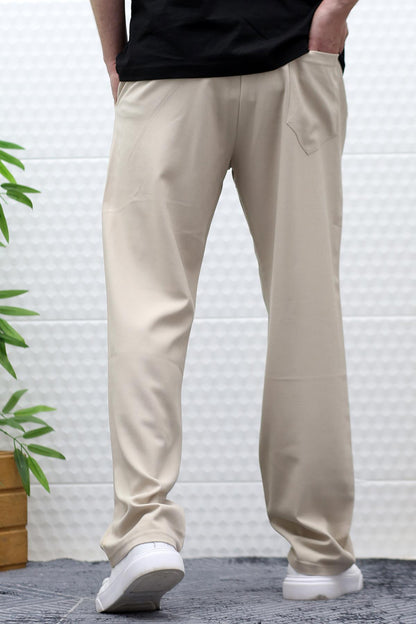 Erkek Yazlık Kumaş Baggy Beli Lastikli Pantolon - Bej