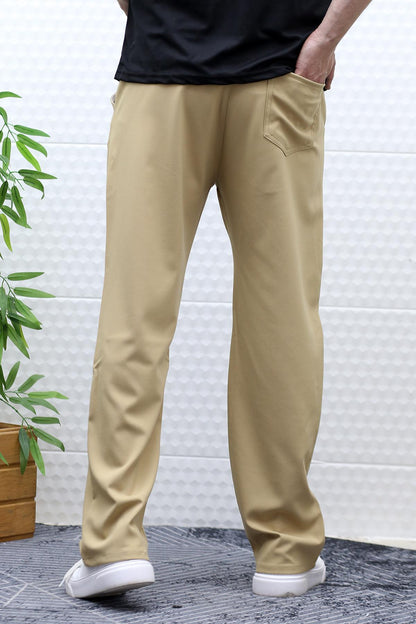 Erkek Yazlık Kumaş Baggy Beli Lastikli Pantolon - Sütlü Kahve