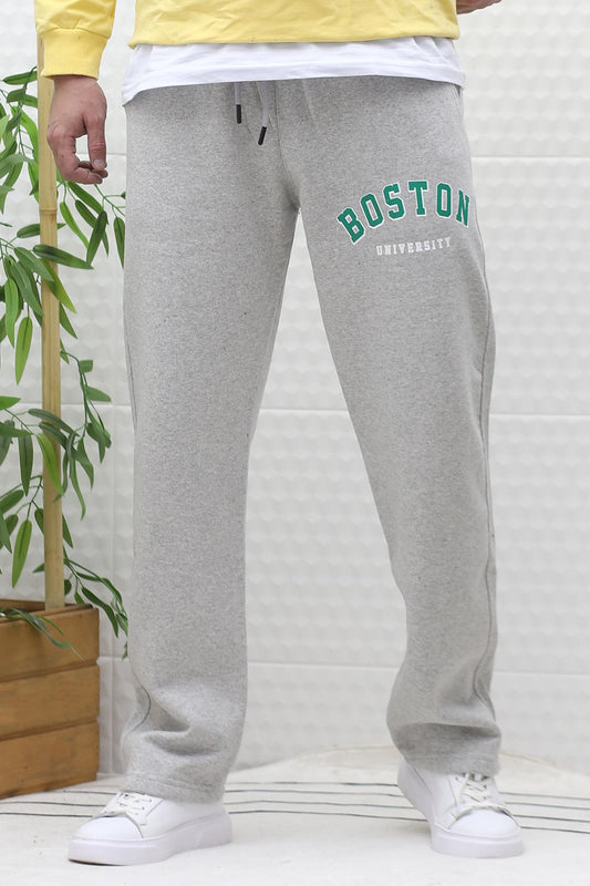 Erkek Kışlık 3 İplik Şardonlu Baggy Kalın Eşofman Altı Boston - Gri