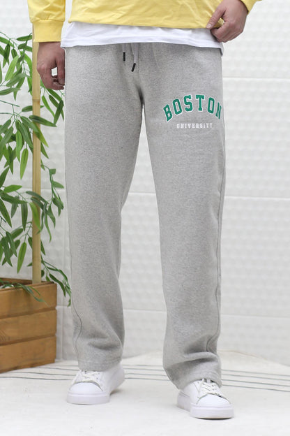 Erkek Kışlık 3 İplik Şardonlu Baggy Kalın Eşofman Altı Boston - Gri