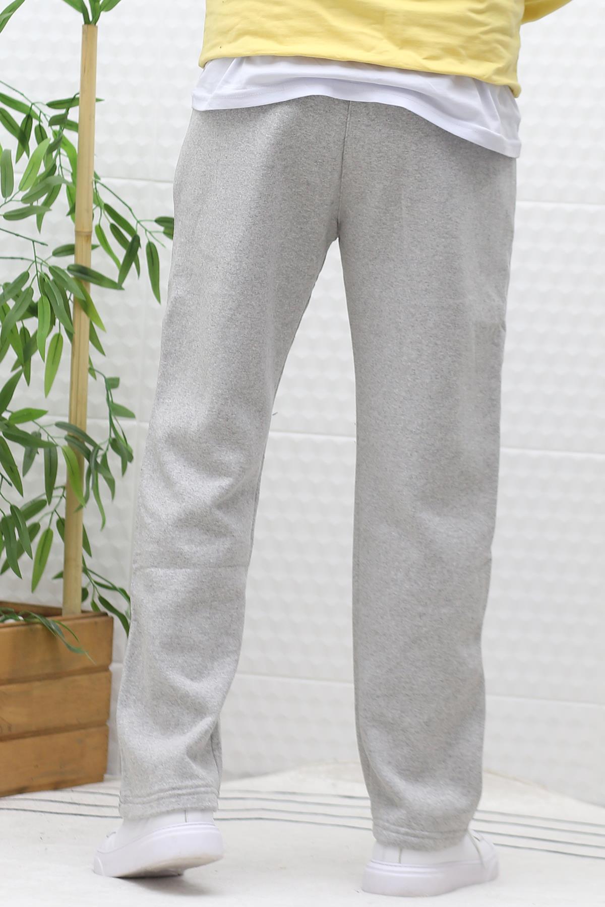 Erkek Kışlık 3 İplik Şardonlu Bol Kesim Baggy Eşofman Altı Wafra - Gri