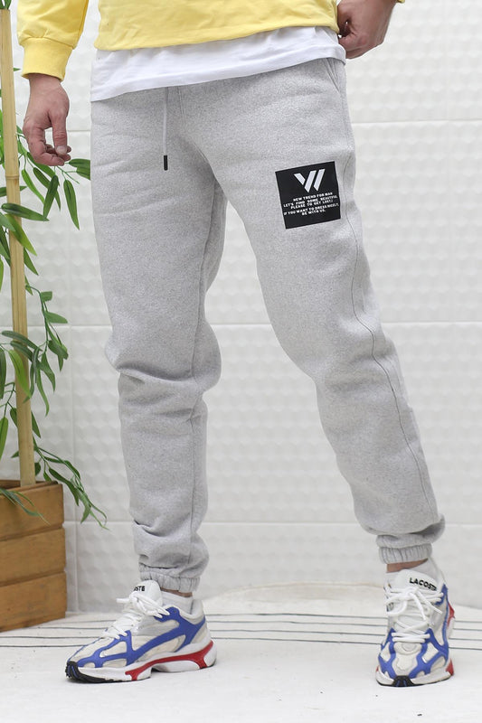 Erkek Kışlık 3 İplik Şardonlu Eşofman Altı Wafra Baskı - Gri