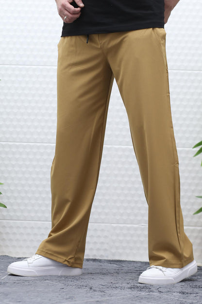 Erkek Likralı Baggy Pantolon Düz Paça Paraşüt Kumaş Pantolon - Tarçın