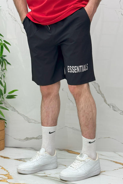 Erkek Likralı Rahat Giyim Şort - Siyah