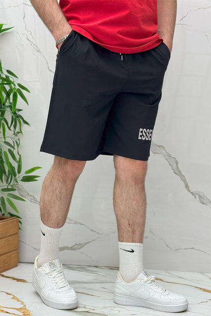 Erkek Likralı Rahat Giyim Şort - Siyah