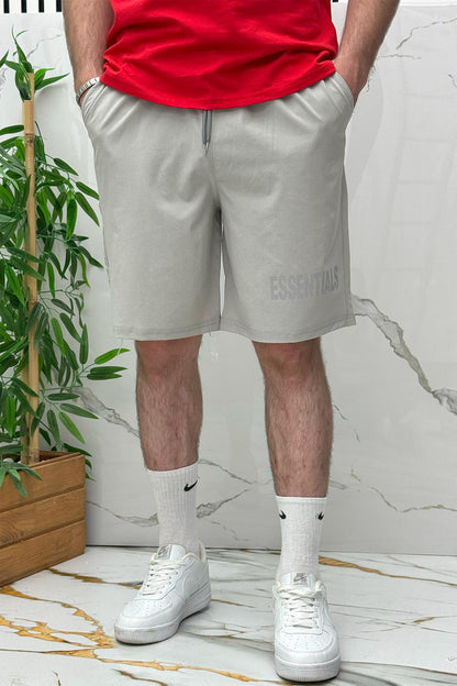 Erkek Likralı Rahat Giyim Şort - Gri
