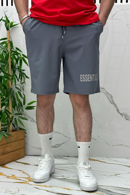 Erkek Likralı Rahat Giyim Şort - Koyu Gri