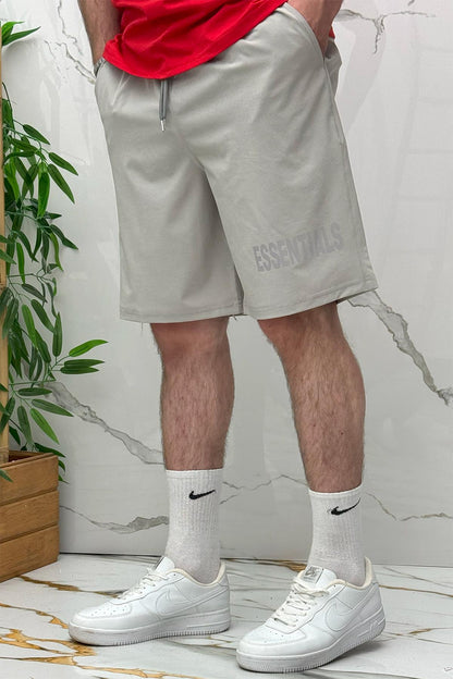 Erkek Likralı Rahat Giyim Şort - Gri