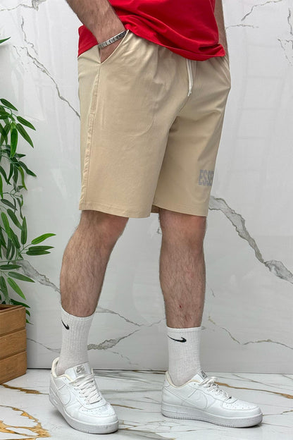 Erkek Likralı Rahat Giyim Şort - Bej