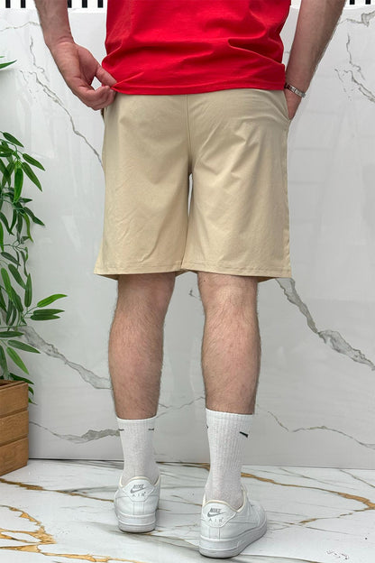 Erkek Likralı Rahat Giyim Şort - Bej