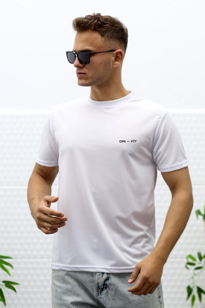 Erkek Nem Emici Nefes Alan Spor T-Shirt - Beyaz