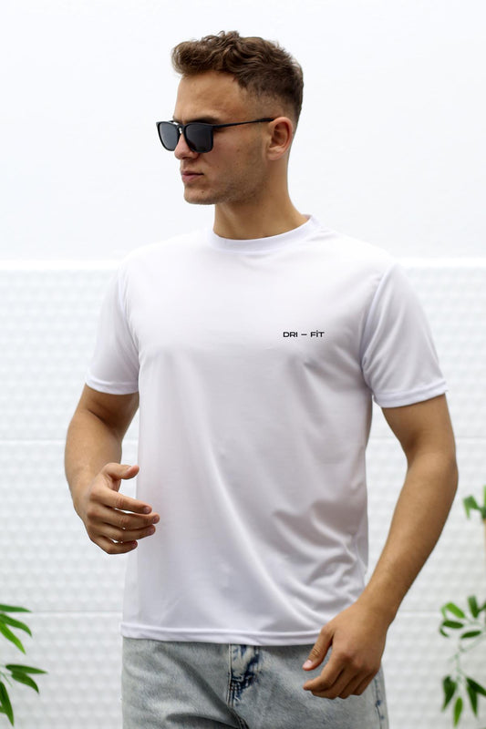 Erkek Nem Emici Nefes Alan Spor T-Shirt - Beyaz