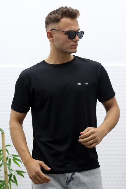 Erkek Nem Emici Nefes Alan Spor T-Shirt - Siyah