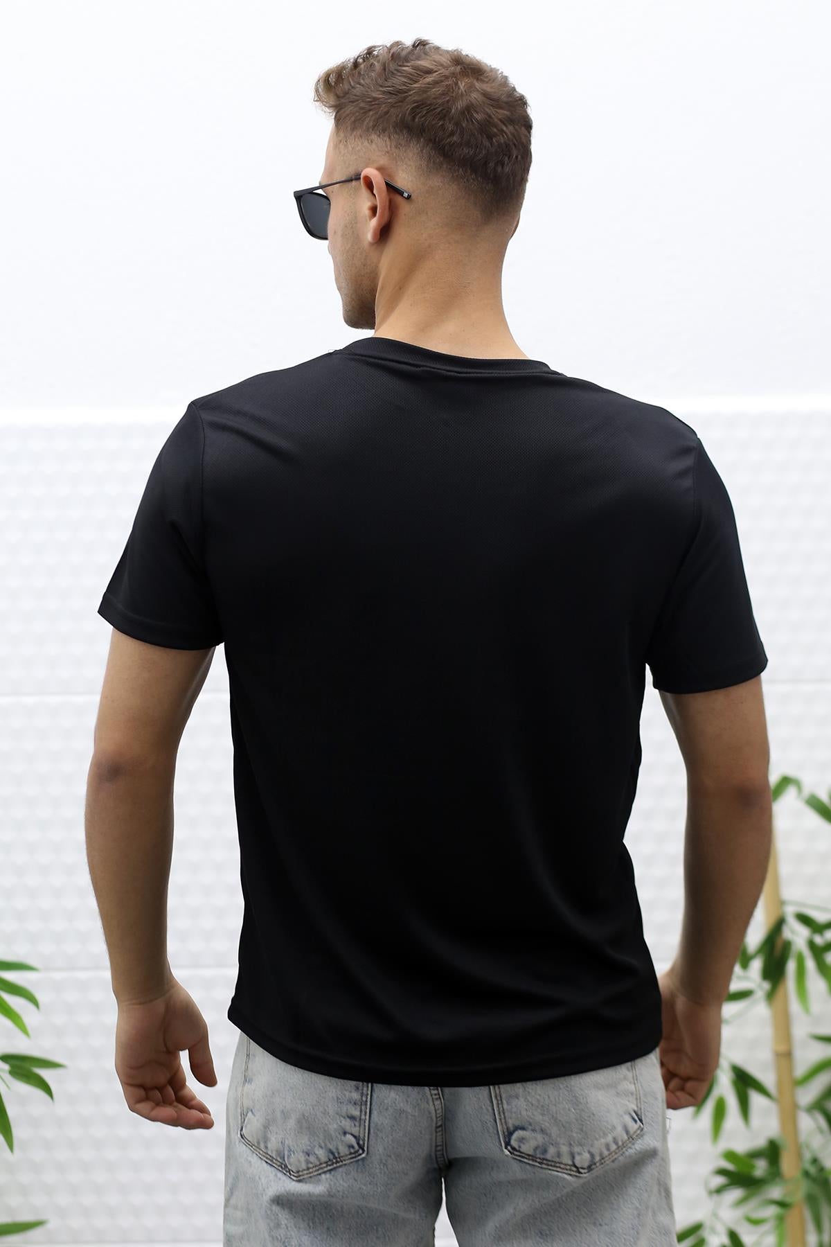 Erkek Nem Emici Nefes Alan Spor T-Shirt - Siyah