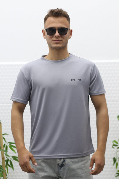 Erkek Nem Emici Nefes Alan Spor T-Shirt - Gri