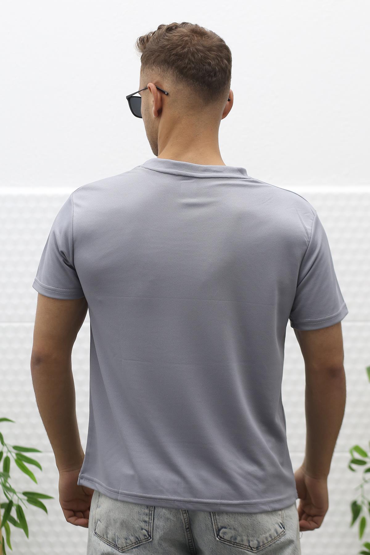 Erkek Nem Emici Nefes Alan Spor T-Shirt - Gri