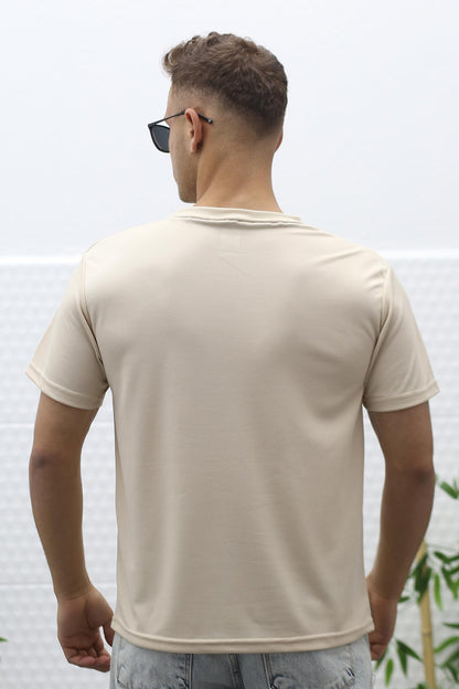 Erkek Nem Emici Nefes Alan Spor T-Shirt - Bej