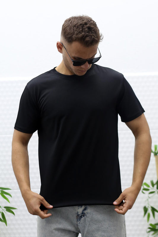 Erkek Nem Emici Sporcu Tshirt - Siyah