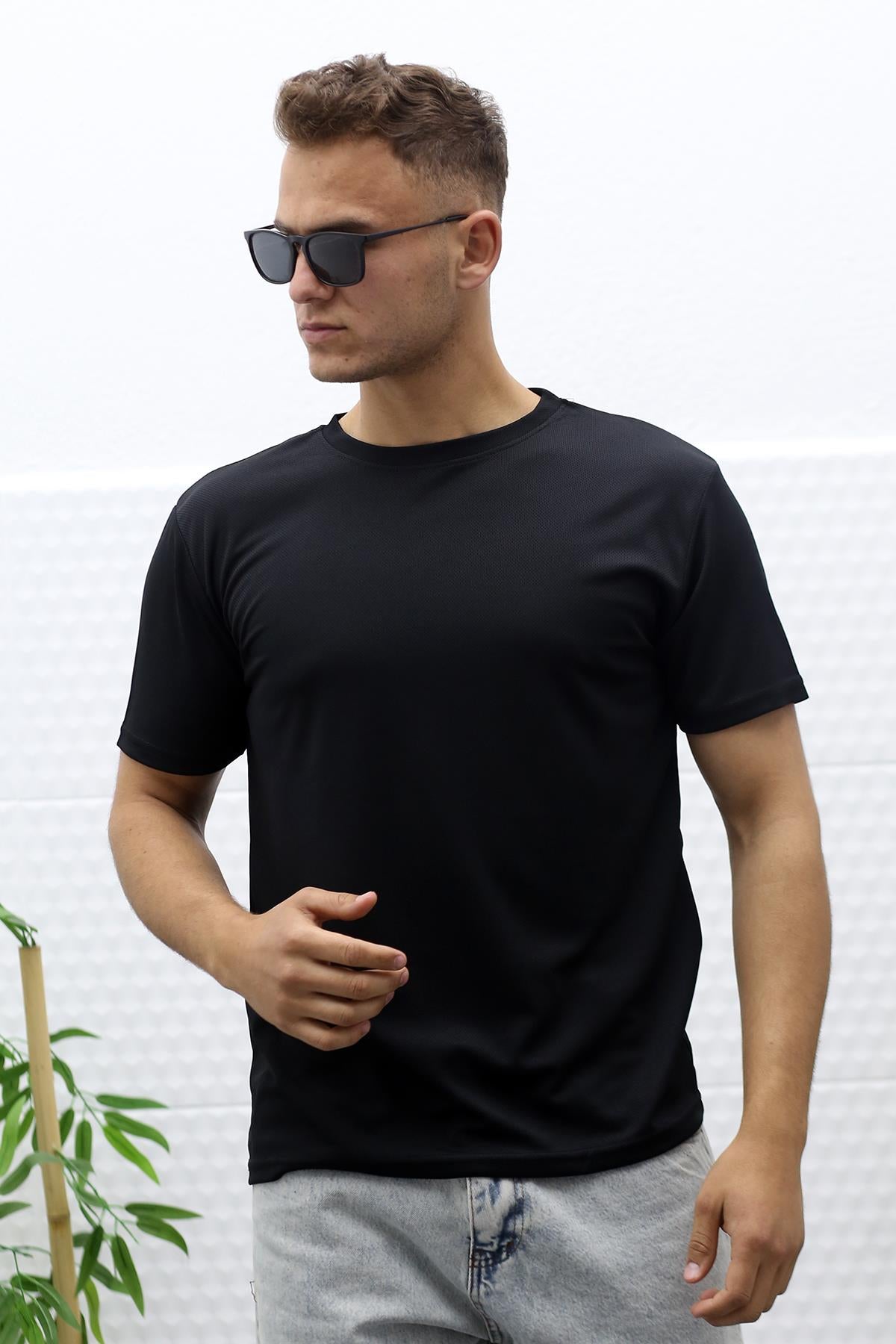 Erkek Nem Emici Sporcu Tshirt - Siyah