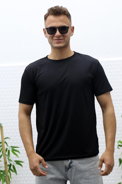 Erkek Nem Emici Sporcu Tshirt - Siyah