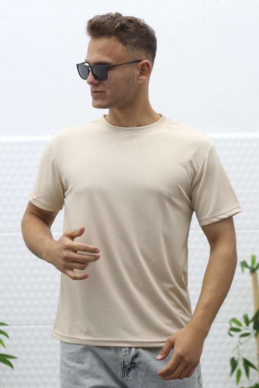 Erkek Nem Emici Sporcu Tshirt - Bej