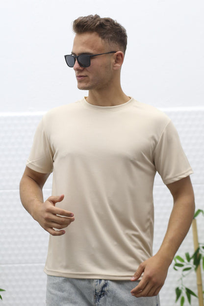 Erkek Nem Emici Sporcu Tshirt - Bej
