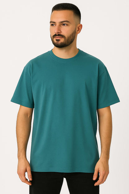 Erkek Oversize Tshirt (Bol Kalıp) Premium Kalite Düz Model - Yeşil