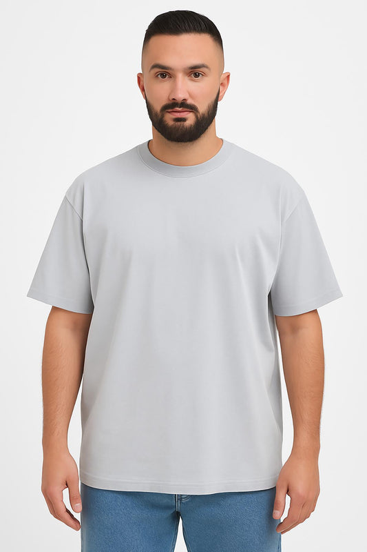 Erkek Oversize Tshirt (Bol Kalıp) Premium Kalite Düz Model - Gri